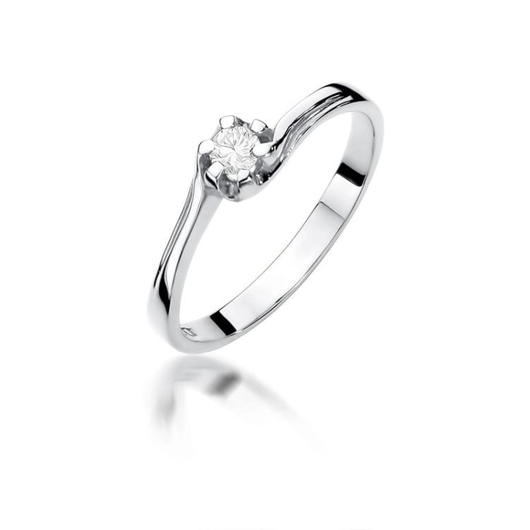 Pierścionek zaręczynowy z białego złota z diamentem 0,10ct Fire Of Love