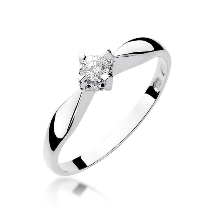 Pierścionek zaręczynowy z białego złota z brylantem 0,12ct Fire Of Love