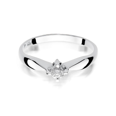 Przejdź do produktu Pierścionek zaręczynowy z białego złota z brylantem 0,12ct Fire Of Love 