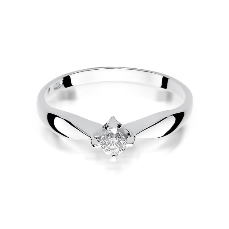 Pierścionek zaręczynowy z białego złota z brylantem 0,12ct Fire Of Love