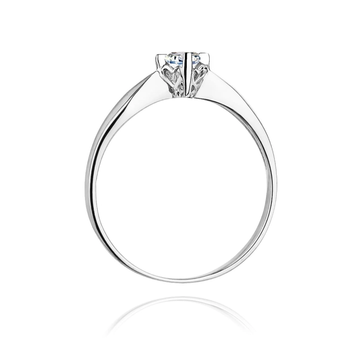 Pierścionek zaręczynowy z białego złota z brylantem 0,12ct Fire Of Love