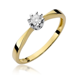 Pierścionek zaręczynowy z żółtego złota z brylantami 0,15ct Fire Of Love