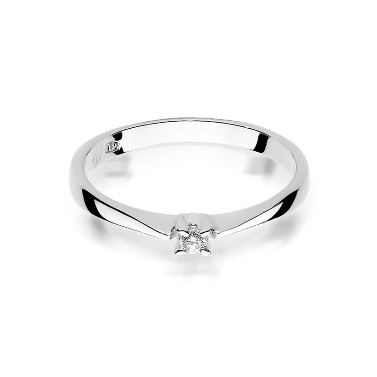 Pierścionek zaręczynowy z białego złota z diamentem 0,03ct Fire Of Love