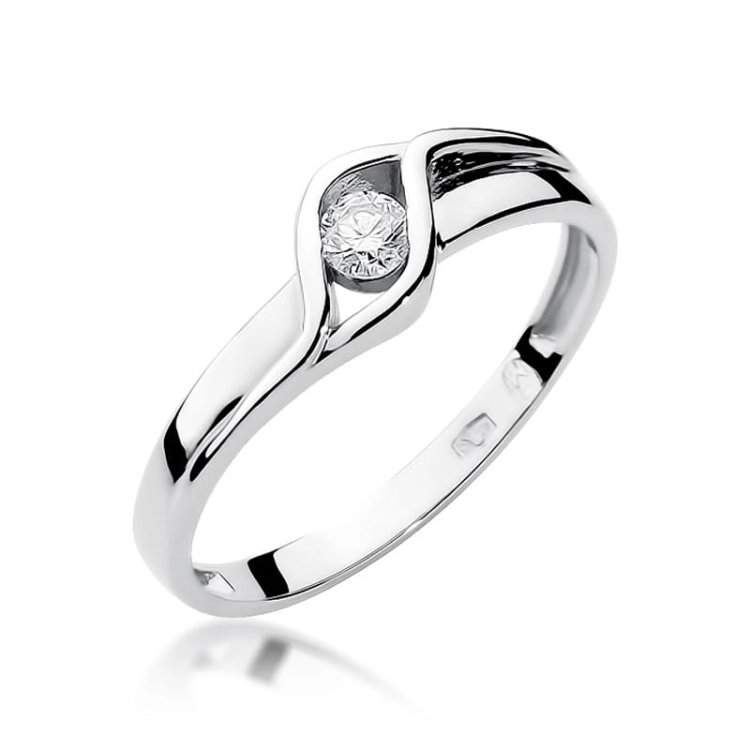 Pierścionek zaręczynowy z białego złota z diamentem 0,10ct Fire Of Love