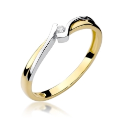 Pierścionek zaręczynowy z żółtego złota z diamentem 0,04ct Fire Of Love
