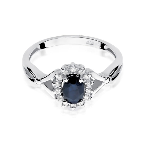 Przejdź do produktu Pierścionek zaręczynowy z białego złota z szafirem i diamentami 0,12ct Fire Of Love
