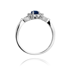 Pierścionek zaręczynowy z białego złota z szafirem i diamentami 0,12ct Fire Of Love