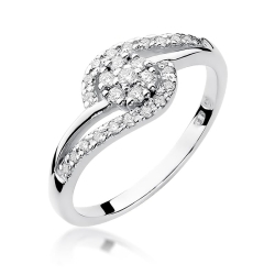 Pierścionek zaręczynowy z białego złota z diamentami 0,17ct Fire Of Love
