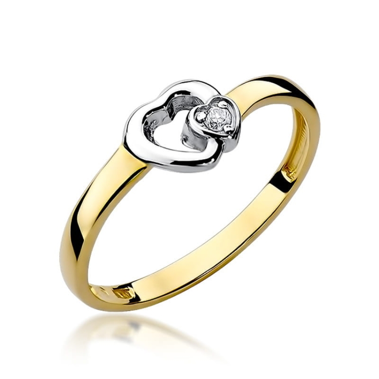 Pierścionek zaręczynowy z żółtego złota z diamentem 0,02ct Fire Of Love