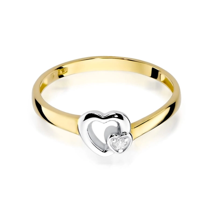 Pierścionek zaręczynowy z żółtego złota z diamentem 0,02ct Fire Of Love