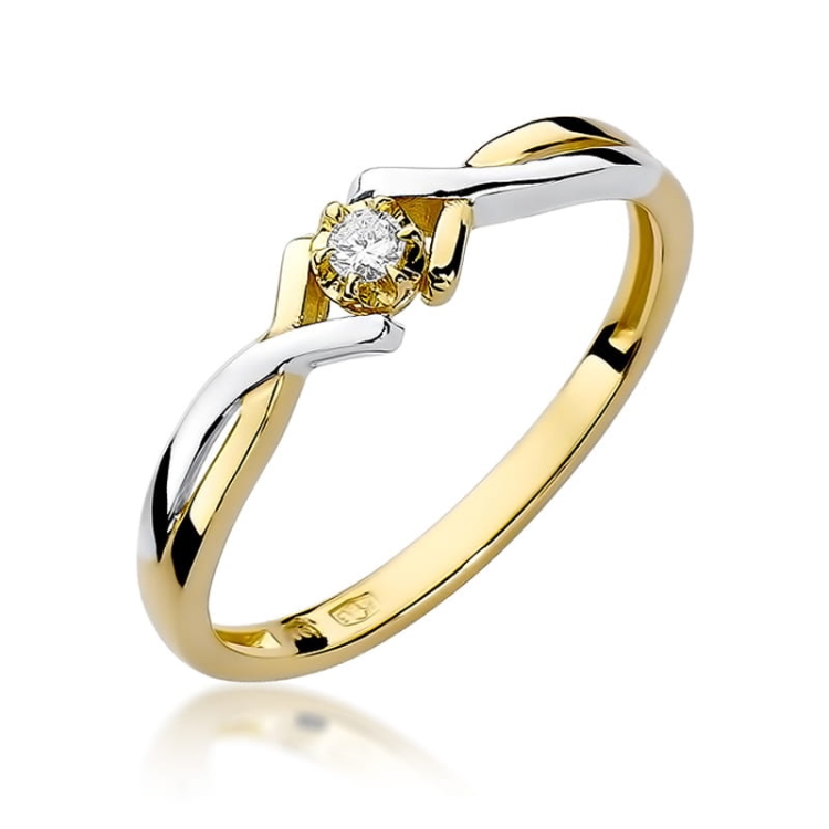 Pierścionek zaręczynowy z żółtego złota z diamentem 0,04ct Fire Of Love