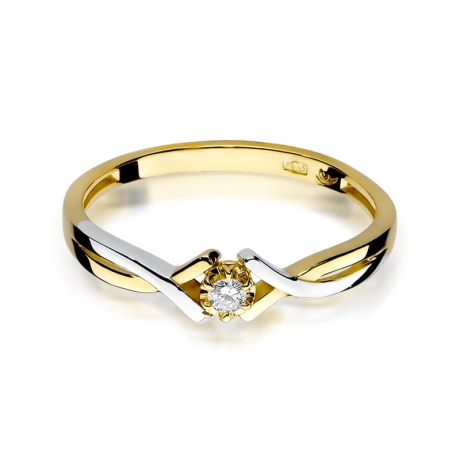 Przejdź do produktu Pierścionek zaręczynowy z żółtego złota z diamentem 0,04ct Fire Of Love 