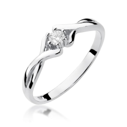 Pierścionek zaręczynowy z białego złota z diamentem 0,08ct Fire Of Love