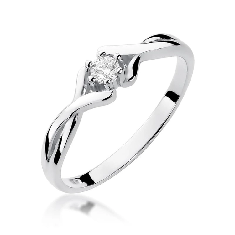 Pierścionek zaręczynowy z białego złota z diamentem 0,08ct Fire Of Love