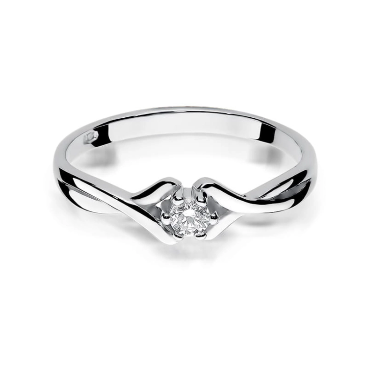 Pierścionek zaręczynowy z białego złota z diamentem 0,08ct Fire Of Love
