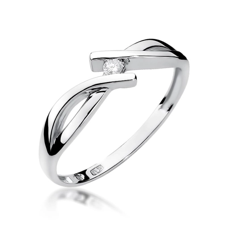 Pierścionek zaręczynowy z białego złota z diamentem 0,04ct Fire Of Love