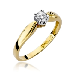 Pierścionek zaręczynowy z żółtego złota z brylantem 0,24ct Fire Of Love