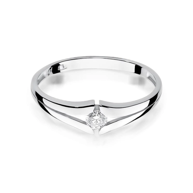 Pierścionek zaręczynowy z białego złota z diamentem 0,10ct Fire Of Love