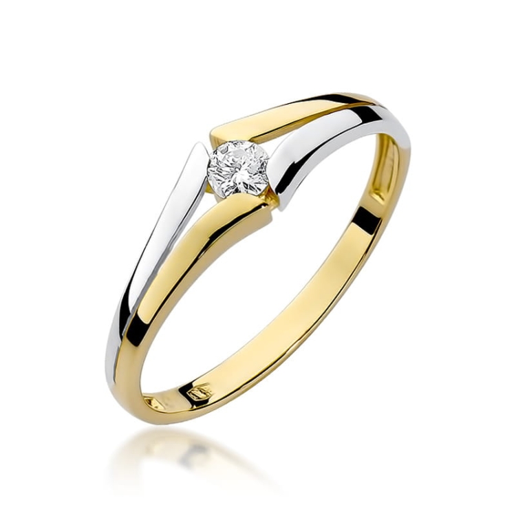 Pierścionek zaręczynowy z żółtego złota z diamentem 0,08ct Fire Of Love