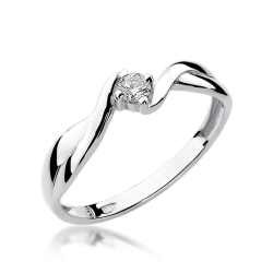 Pierścionek zaręczynowy z białego złota z diamentem 0,10ct Fire Of Love