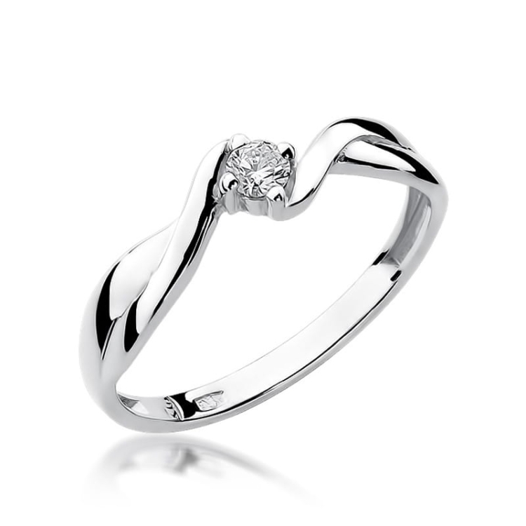 Pierścionek zaręczynowy z białego złota z diamentem 0,10ct Fire Of Love