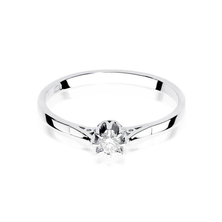 Pierścionek zaręczynowy z białego złota z diamentem 0,08ct Fire Of Love