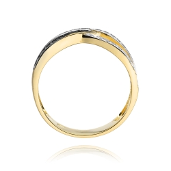 Pierścionek zaręczynowy z żółtego złota z czarnymi i białymi diamentami 0,18ct Fire Of Love