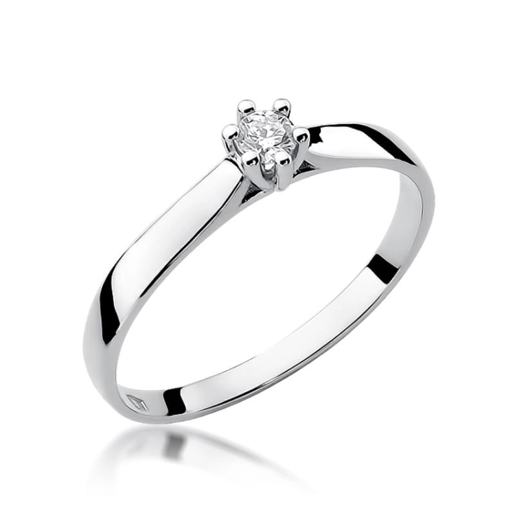 Pierścionek zaręczynowy z białego złota z diamentem 0,10ct Fire Of Love