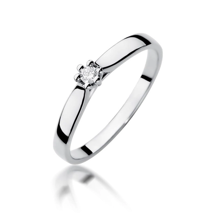 Pierścionek zaręczynowy z białego złota z diamentem 0,04ct Fire Of Love