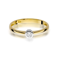Pierścionek zaręczynowy z żółtego złota z diamentem 0,08ct Fire Of Love