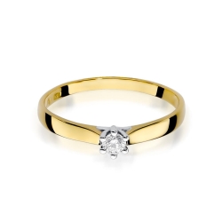 Pierścionek zaręczynowy z żółtego złota z brylantem 0,08ct Fire Of Love