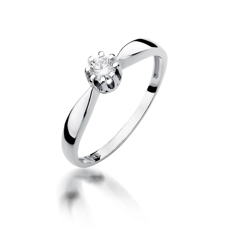 Pierścionek zaręczynowy z białego złota z diamentem 0,15ct Fire Of Love