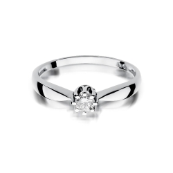 Pierścionek zaręczynowy z białego złota z diamentem 0,15ct Fire Of Love