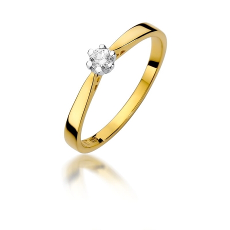 Przejdź do produktu Pierścionek zaręczynowy z żółtego złota z diamentem 0,10ct Fire Of Love