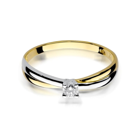 Przejdź do produktu Pierścionek zaręczynowy z żółtego złota z diamentem 0,10ct Fire Of Love 