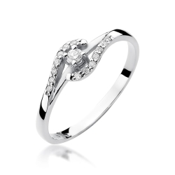 Pierścionek zaręczynowy z białego złota z diamentami 0,11ct Fire Of Love