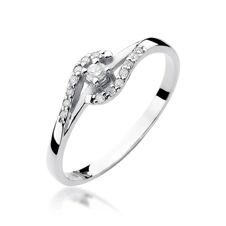 Pierścionek zaręczynowy z białego złota z diamentami 0,11ct Fire Of Love