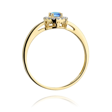 Przejdź do produktu Pierścionek zaręczynowy z żółtego złota z topazem i diamentami 0,08ct Fire Of Love