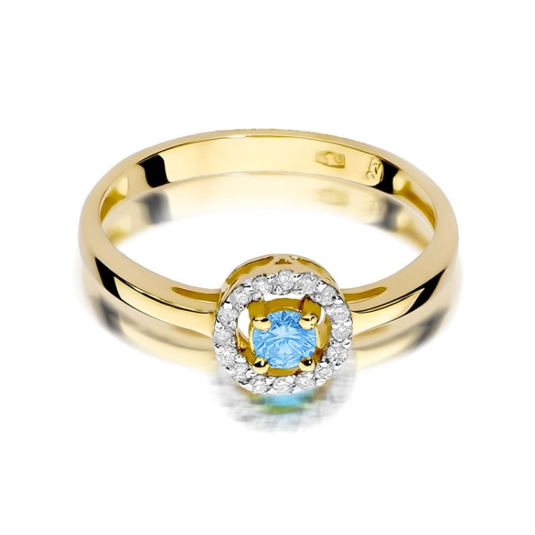 Pierścionek zaręczynowy z żółtego złota z topazem i diamentami 0,08ct Fire Of Love