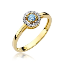 Pierścionek zaręczynowy z żółtego złota z topazem i diamentami 0,08ct Fire Of Love