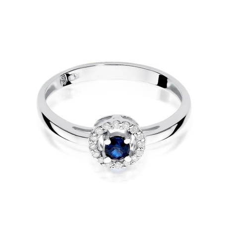 Przejdź do produktu Pierścionek zaręczynowy z białego złota z szafirem i diamentami 0,08ct Fire Of Love 