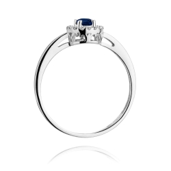 Pierścionek zaręczynowy z białego złota z szafirem i diamentami 0,08ct Fire Of Love
