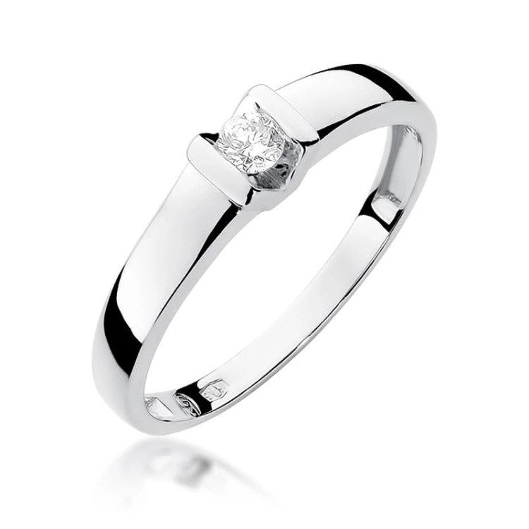 Pierścionek zaręczynowy z białego złota z diamentem 0,10ct Fire Of Love
