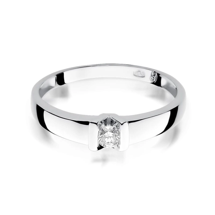 Pierścionek zaręczynowy z białego złota z diamentem 0,10ct Fire Of Love