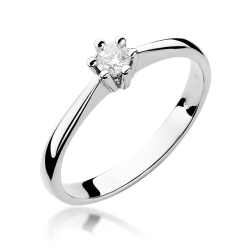 Pierścionek zaręczynowy z białego złota z brylantem 0,15ct Fire Of Love