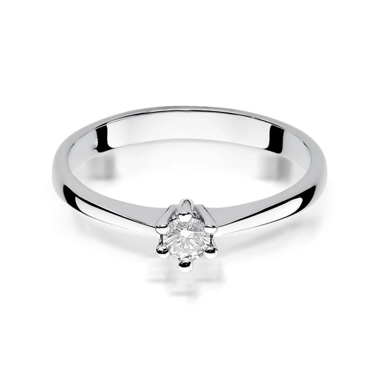Pierścionek zaręczynowy z białego złota z brylantem 0,15ct Fire Of Love