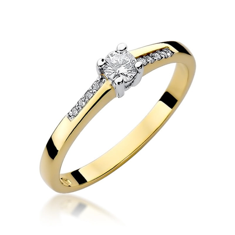 Pierścionek zaręczynowy z żółtego złota z diamentami 0,19ct Fire Of Love