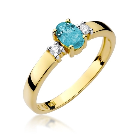 Przejdź do produktu Pierścionek zaręczynowy z żółtego złota z topazem i diamentami 0,08ct Fire Of Love