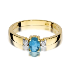 Pierścionek zaręczynowy z żółtego złota z topazem i diamentami 0,08ct Fire Of Love