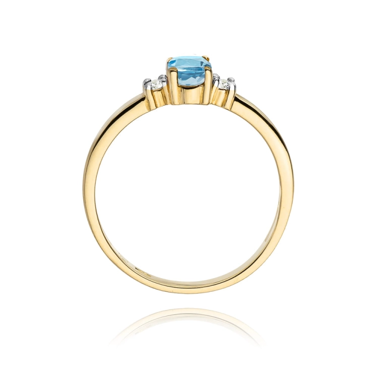 Pierścionek zaręczynowy z żółtego złota z topazem i diamentami 0,08ct Fire Of Love